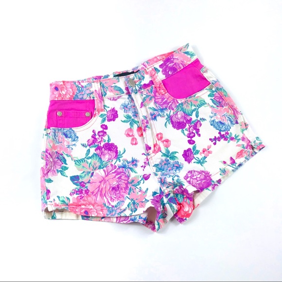 MINKPINK Pants - Minkpink Electric Field Floral Denim Shorts Size S
